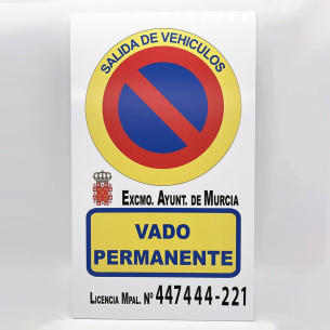 Placa de vado Murcia 50x30 cm | Aluminio composite