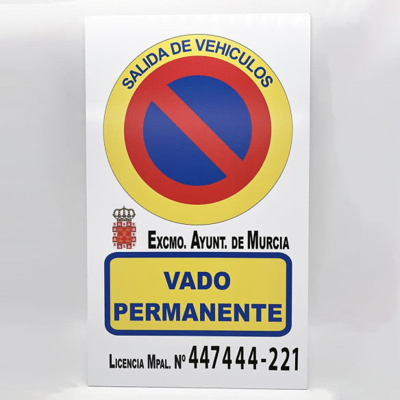 Placa de vado Murcia 50x30 cm | Aluminio composite