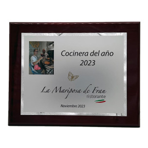 Placa homenaje lisa impresa a todo color | Con estuche