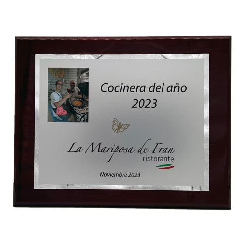 Placa homenaje lisa impresa a todo color | Con estuche