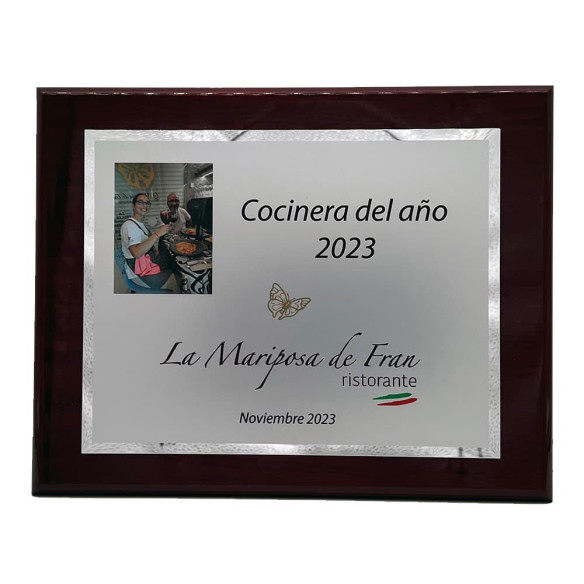 Placa homenaje lisa impresa a todo color | Con estuche