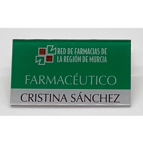 Placa de solapa de metacrilato con imán | Identificador